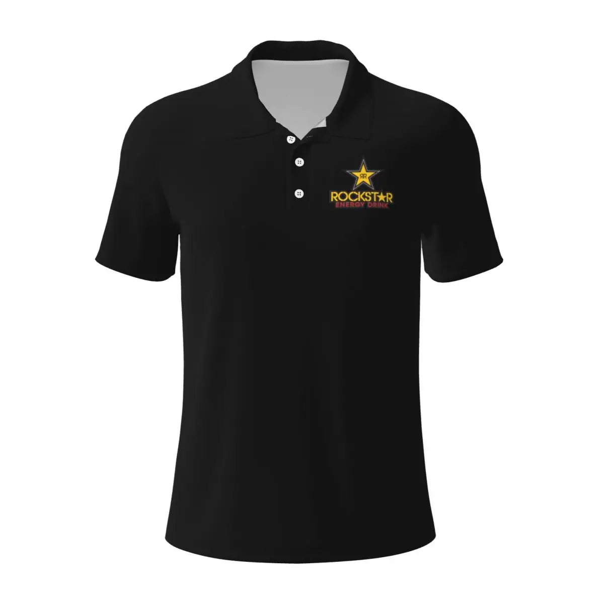 Energy Drink Rock Star Merchandise Polo Shirts for Men Casual Solid Color Mens Polos Brand Versatile Clothing