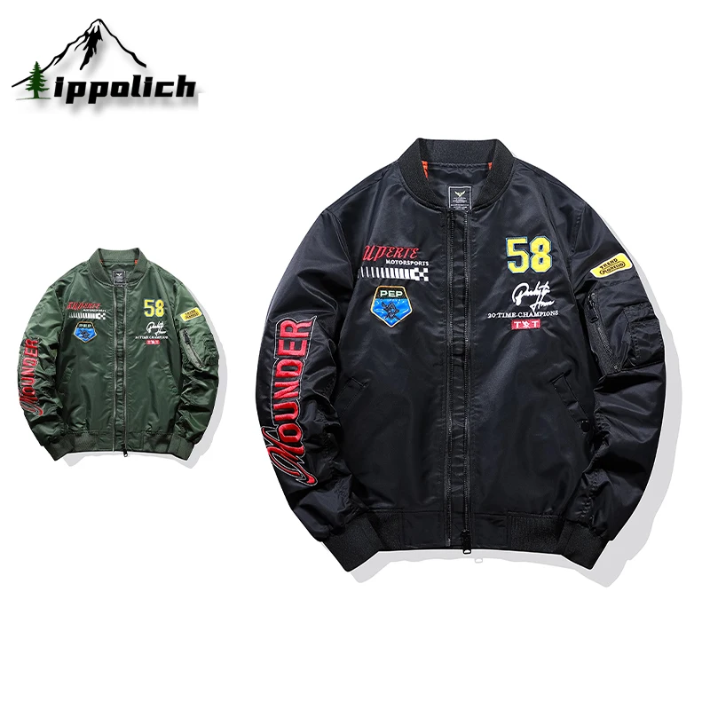 IPPOLICH Spring Autumn US Air Force Pilot Jacket Men's Fashionable Baseball Coat Aviation Waterproof Military Tactical Outerwear