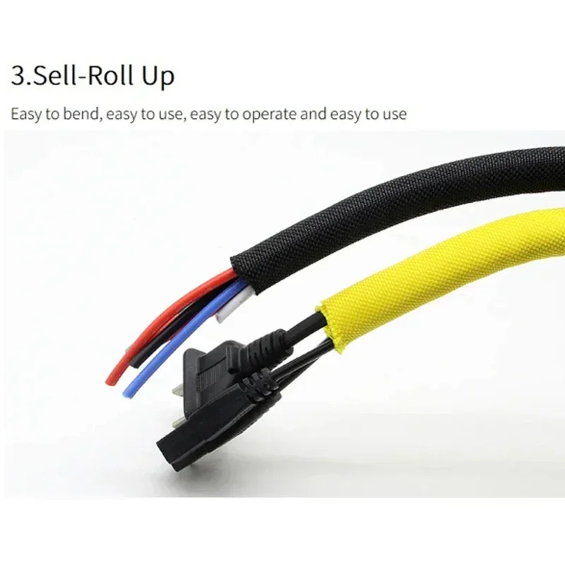 Black/White Self Closing PET Expandable Braided Sleeve Self-Closed Cable Organiser Insulated Wrap Sleeved Cable Protecter