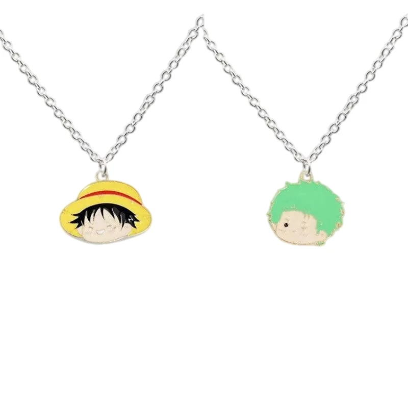 One Piece necklace luffy and Roronoa Zoro cute cartoon style Creative and good-looking personalized Couple student necklace gift