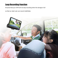 Car DVR Dashcam HD Screen 1080P 3 Lens Video Recorder Front + Interior+Rear View Camera Dash Cam 4 Inch ABS