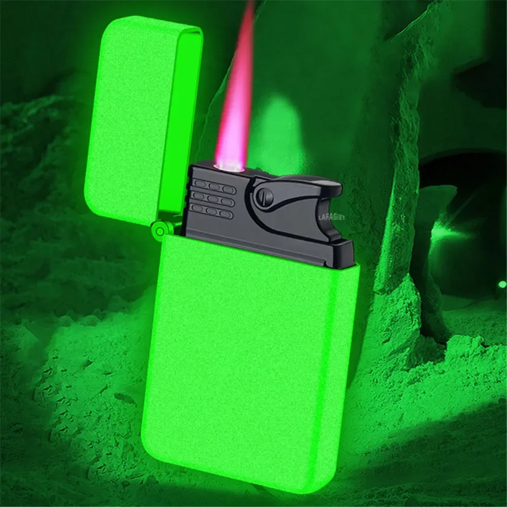 Red Jet Flame Lighter Luminous Inflatable Butane Gas Windproof Lighters Strong Powerful Cigar Torch Lighters For Smoker Gift