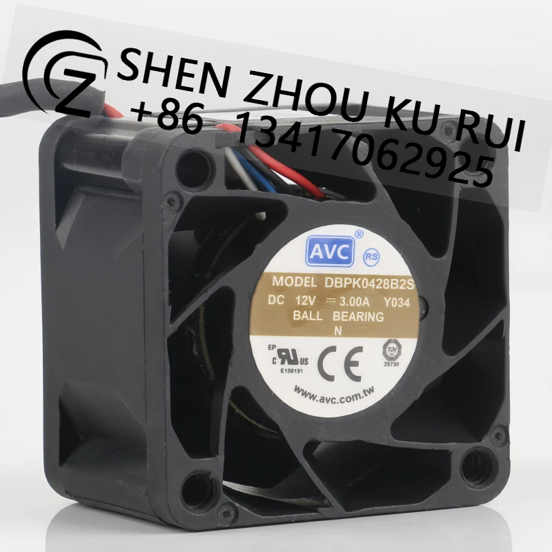 cooling fan AVC PWM  High air volume Violent speed regulation  4-wire DC12V 3.00A 40X40X28MM  DBPK0428B2S 4CM