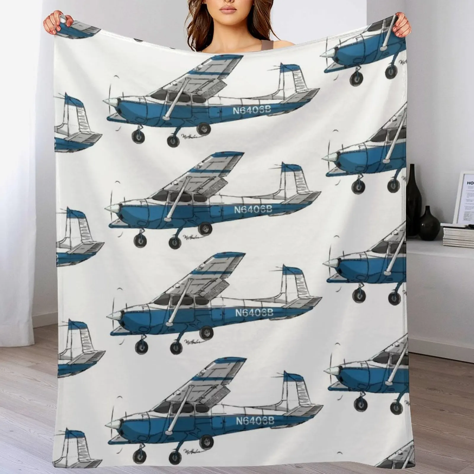 

Cessna 172 N6406B Throw Blanket Shaggy Weighted Heavy Furrys Blankets
