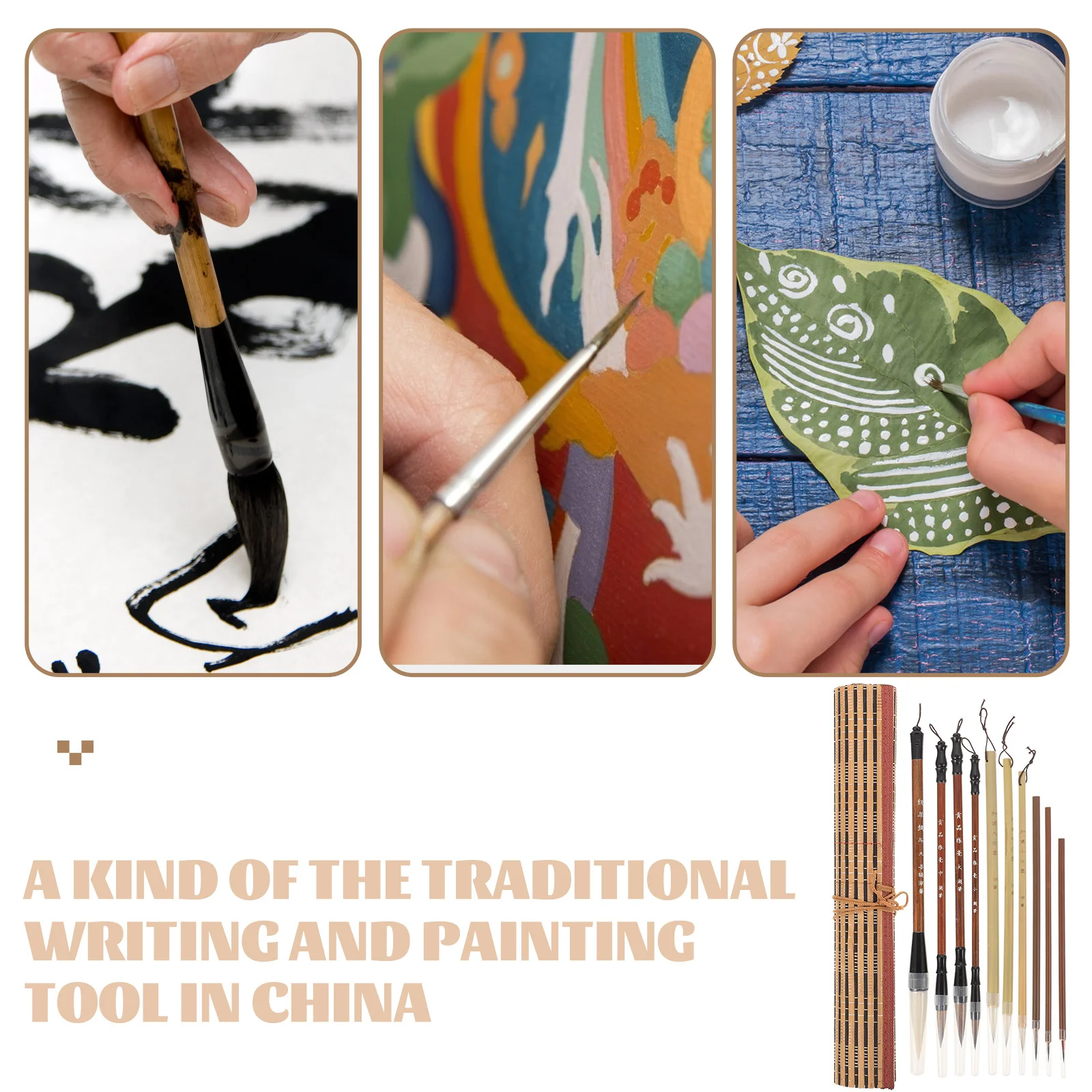 

1 set 1 Set Of Chinese Painting Brush Set Premium Calligraphy Pen For Watercolor Drawing Art Supplies Portable Practice Tool