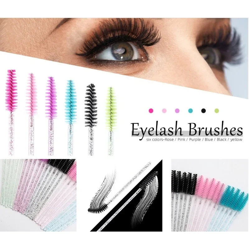 

50Pcs\bag Disposable Crystal Eyelashes Brush Durable Comb Eye Lashes Extension Mascara Wands Professional Makeup Beauty Tool