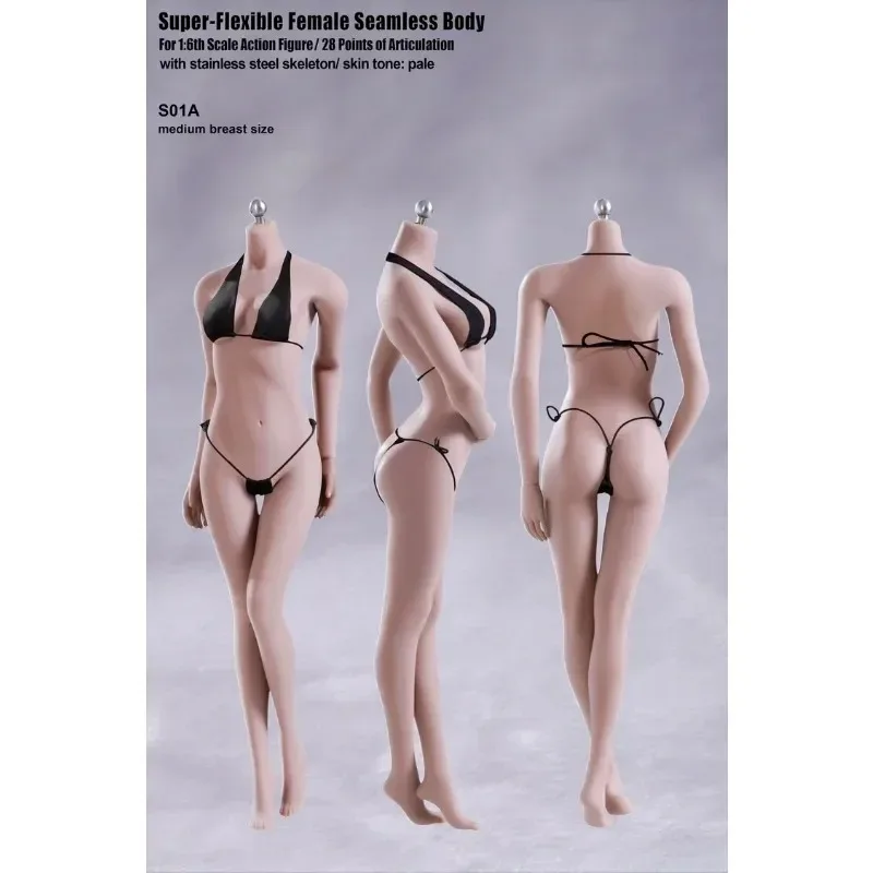 S01A S04B S07C S10D 1/6 مقياس الفولاذ المقاوم للصدأ أنثى الجندي سلس دمية الجسم ل 12 بوصة عمل الشكل شاحب/Suntan الجلد الجسم نموذج #6