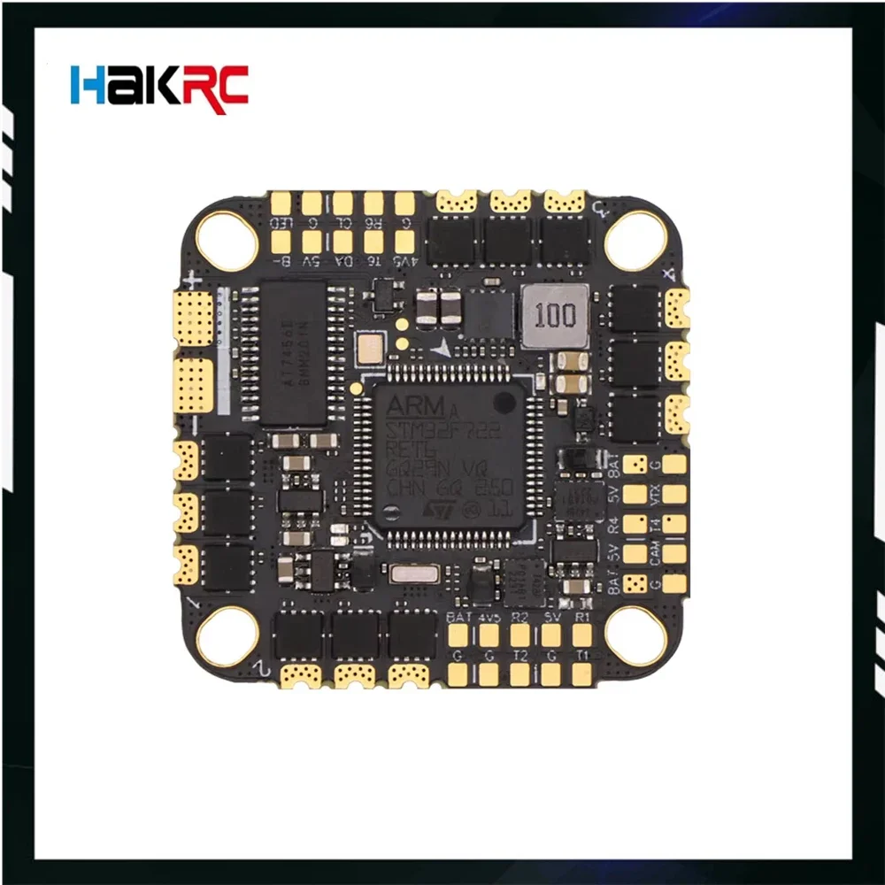 

Контроллер полета HAKRC F722 45A AIO BLHeli_32 128K ESC 2-6S Dual Gyro 25-26.5 мм для RC FPV Freestyle Racing Drone