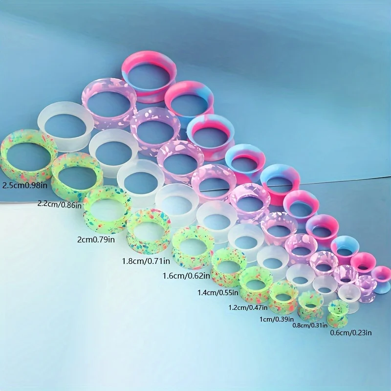 2pcs Comfortable Stylish Flexible Silicone Ear Gauges Plugs Double Flared Ear Tunnels Expander Stretching Piercing Jewelry
