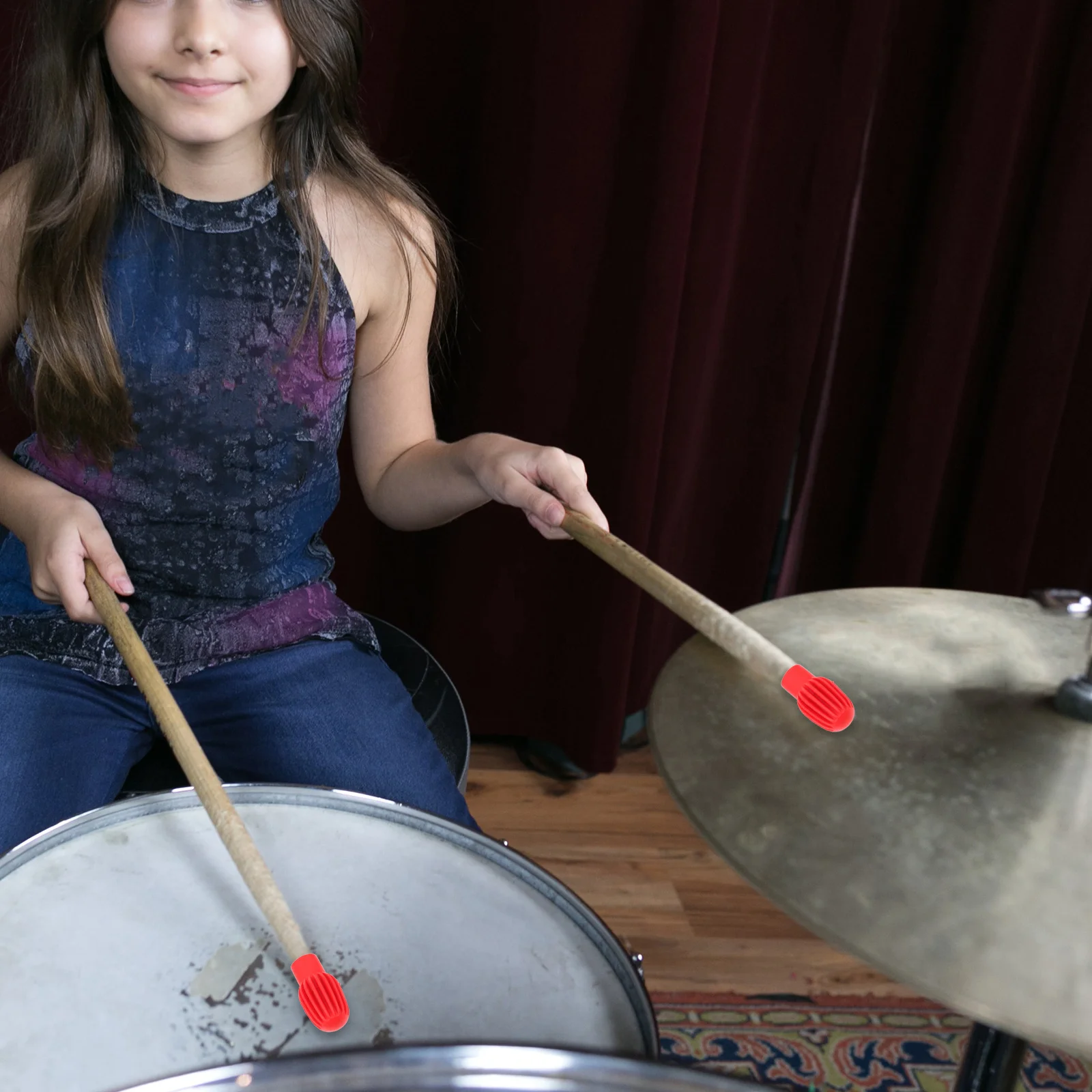 

4 Pcs Head Drum Mute Set Instrument Tip Protectors Drumstick Mufflers Dampening