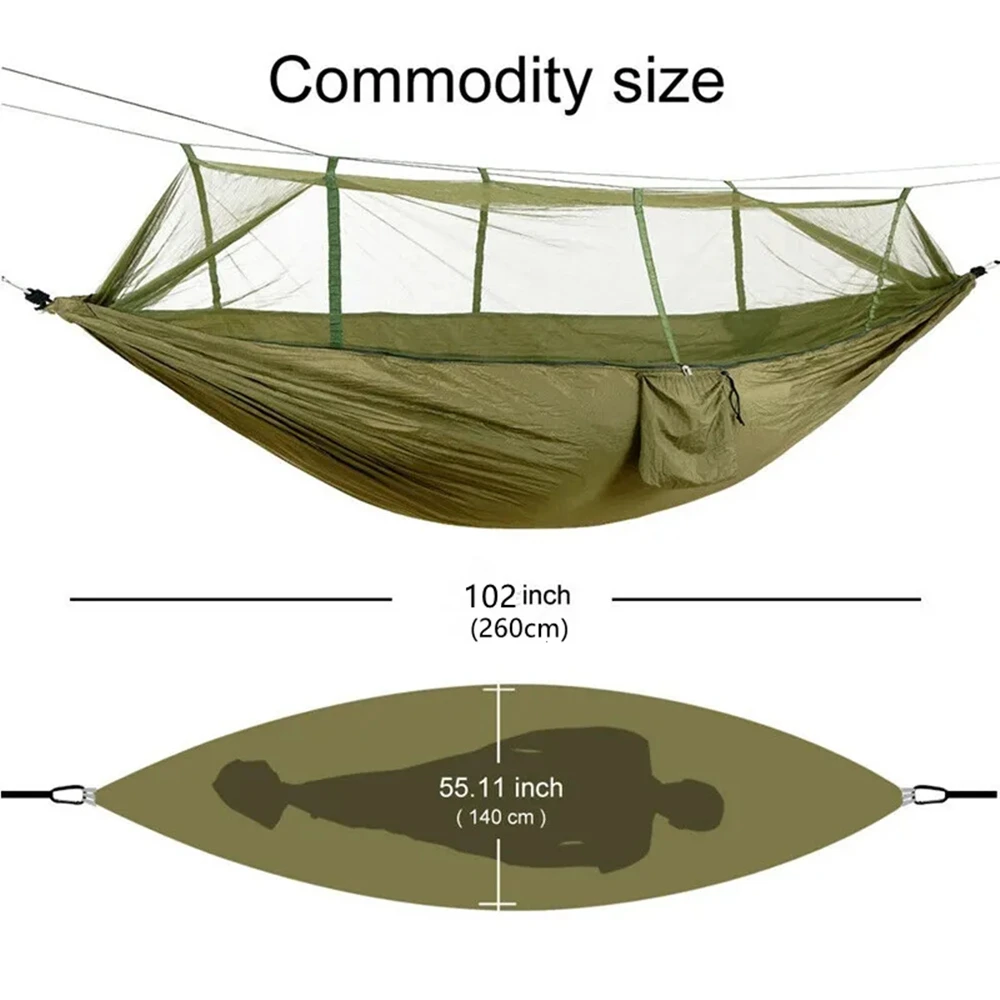 

Outdoor mosquito net hammock, camping with mosquito net ultra light nylon double military green camping aerial tent