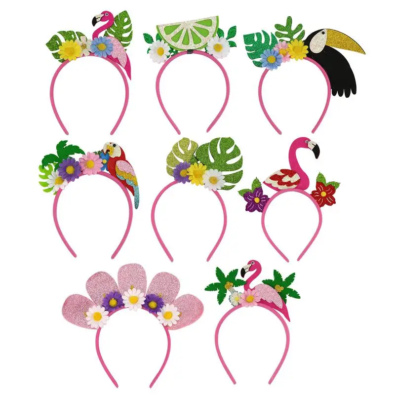 

Hawaiian Headband Decorative Flower Hairband Set Of 8 Beach Party Hair Hoop For Kids Adults Carnival Dress Up Floral Hairhoop