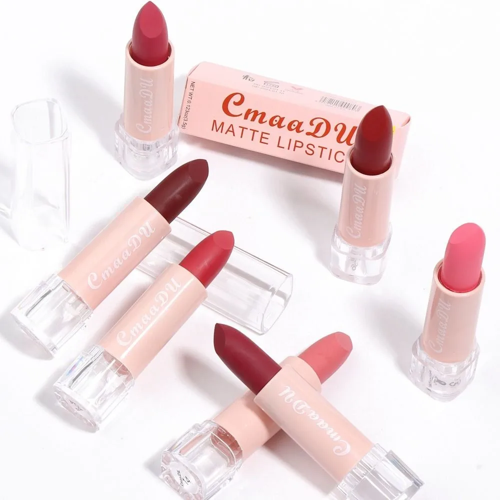 Long-lasting Matte Lipstick Fashion Non-stick Cup Not Fading Red Lip Stick Waterproof Nude Matte Lipstick Women