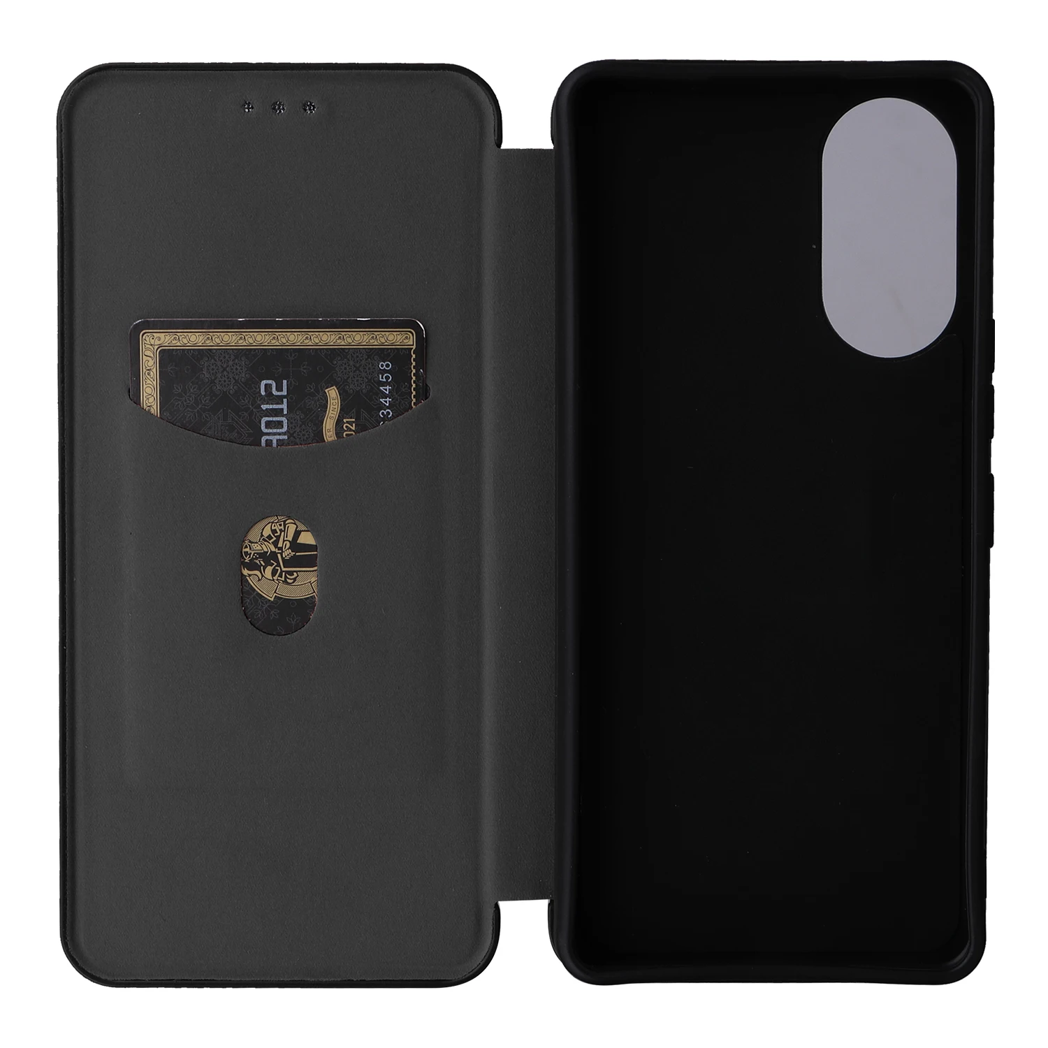 Flip Carbon Fiber Skin Magnetic Closure Leather Cover Card Slot for ZTE Anshin Family Shockproof Phone Case 6.7