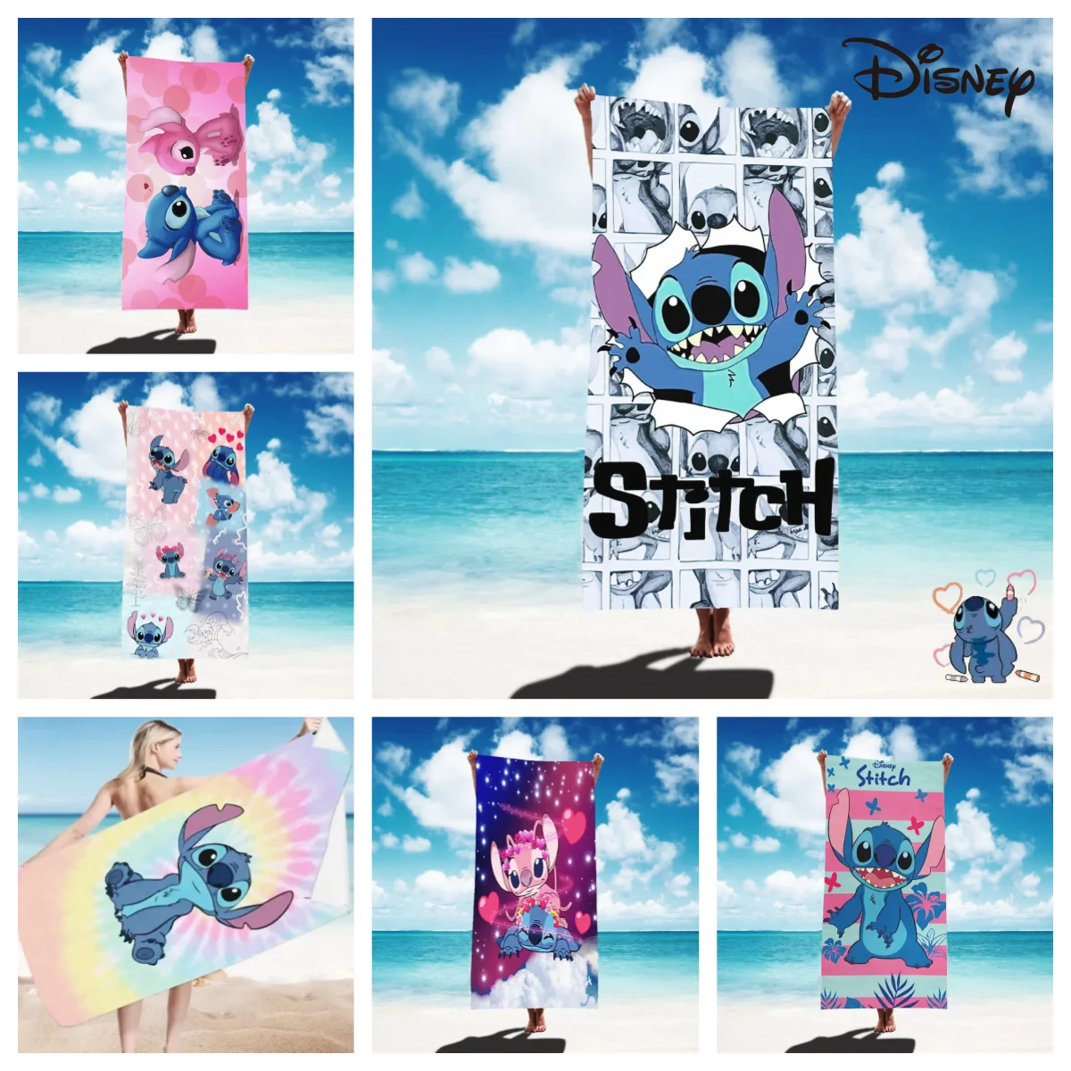 

Disney Stitch Cartoon Bath Towel Anime Figures Lilo & Stitch Kids Beach Towel Summer Swim Bath Towel Bathroom Supplies 75x150CM