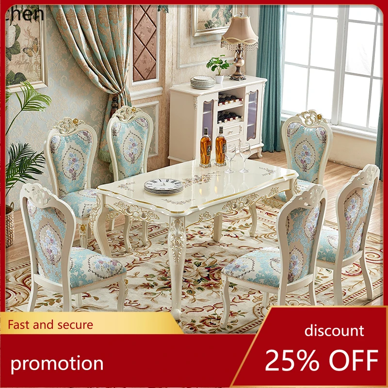 

HT dining table and chair combination Nordic solid wood rectangular household small apartment dining table