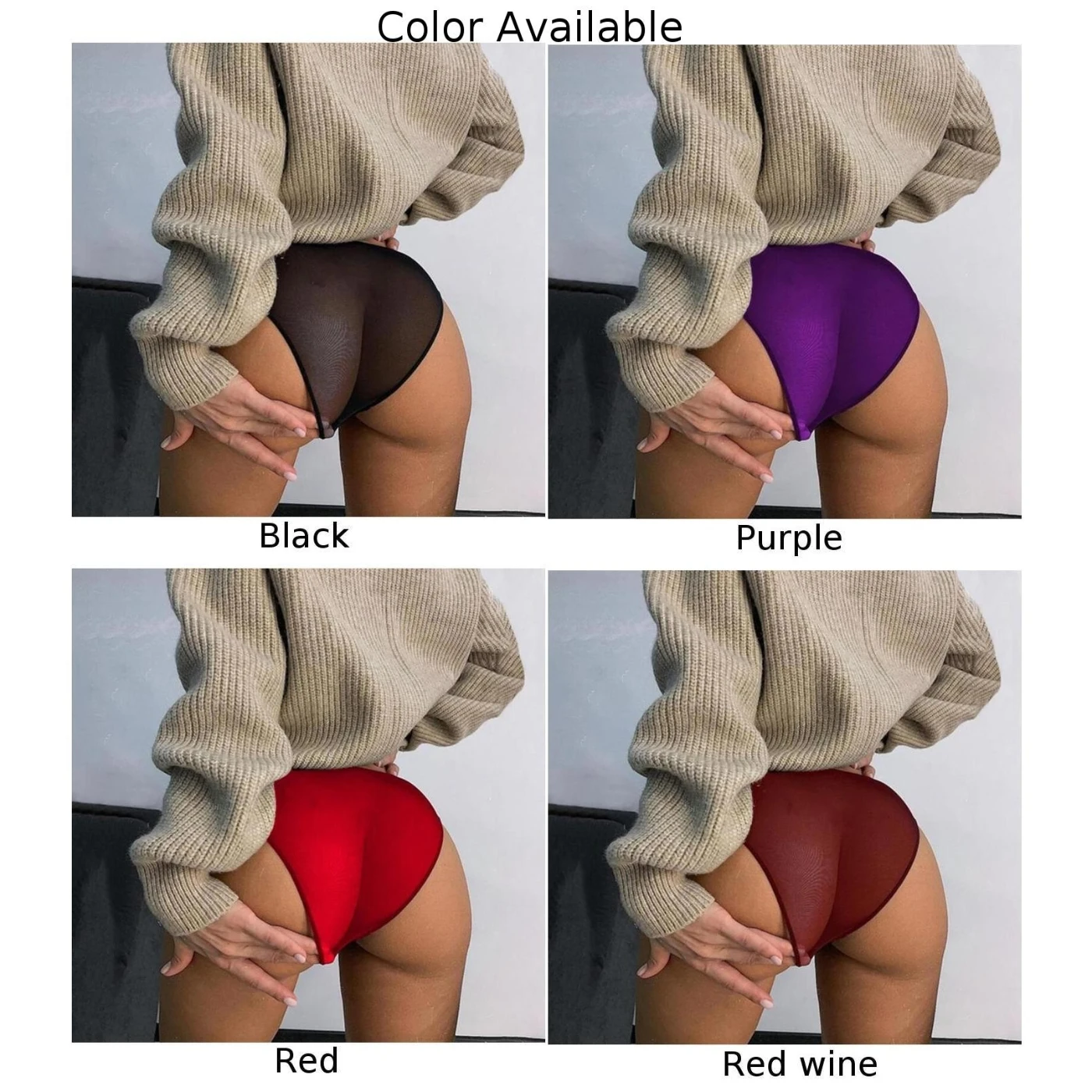 سراويل داخلية شبكية رفيعة للغاية للنساء ، سراويل داخلية شفافة ، ثونغ بلون واحد ، ملابس داخلية نسائية بخيط ، ملابس داخلية غير ملحومة ، مثيرة #5