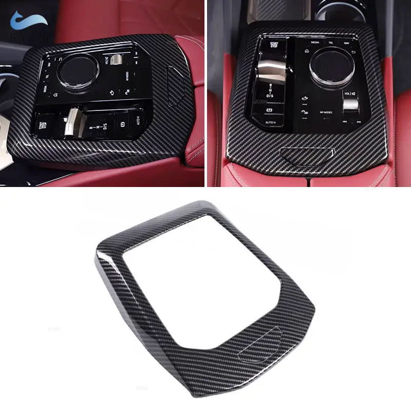 

ABS Car Accessories Carbon Fiber Texture Interior Center Control Gear Shift Frame Cover Trim For BMW 5 Series G60 2024