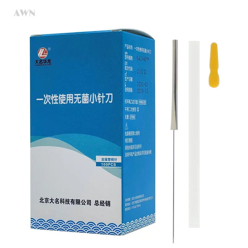 

100 Sharp Blade Tip Aluminium Handle Sterile Acupuncture Small Acupotome Needle Knife Blade Ultrafine Needle Acupotomology