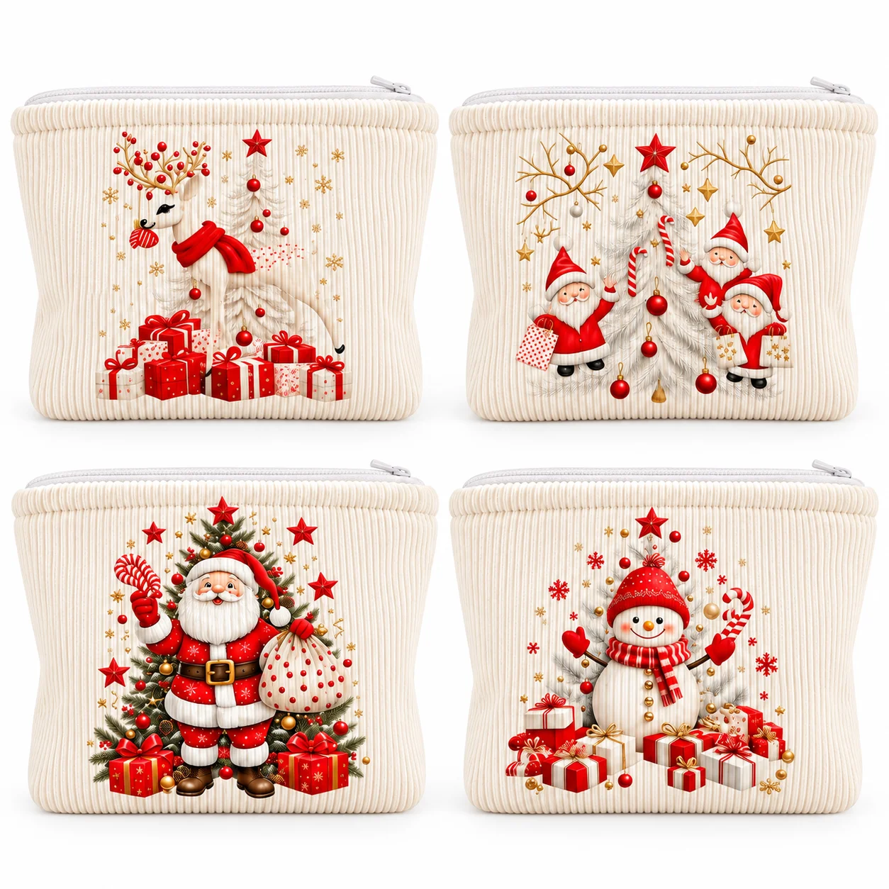 Cosmetic Cosmetic Bag Printed Santa Snowman Reindeer Corduroy Pouch Travel Toiletry Organizer Women Makeup Storage Bag Portable Case - Aliexpress Deal