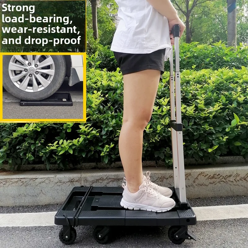 

Портативная четырехколесная тележка с ручным управлением, универсальная транспортная платформа с универсальными колесами для дома и...