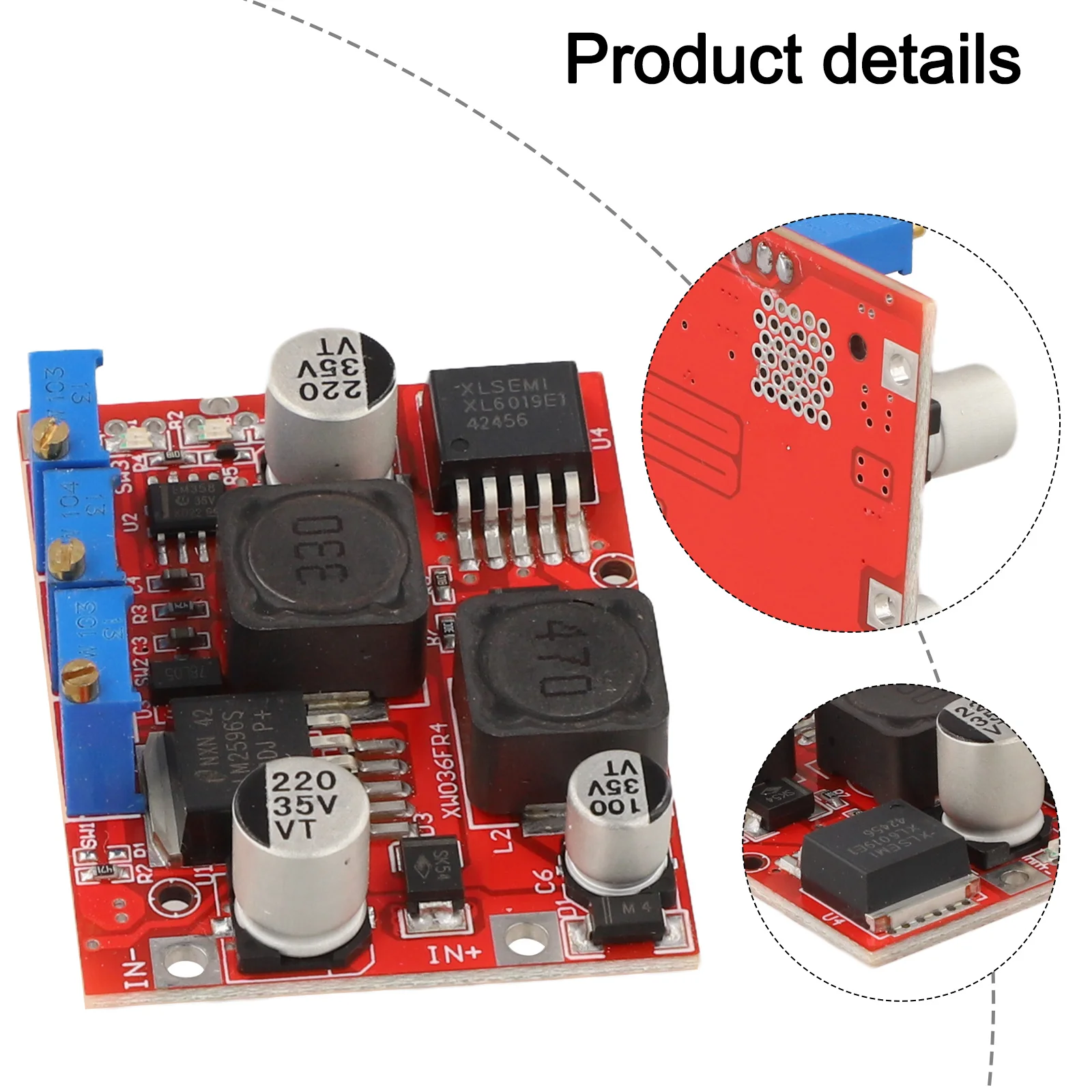 DC-DC Step Up Down Converter with XL6019 IC for Boost and Applications with Adjustable Output Voltage and CC Modes