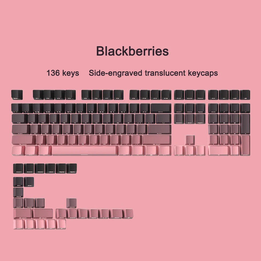 

135 Keys Keycaps Gradient PBT Double Shot Keycap Side Print Shine Through Backlit Keycaps For Cherry Gamer Mechanical Keyboard