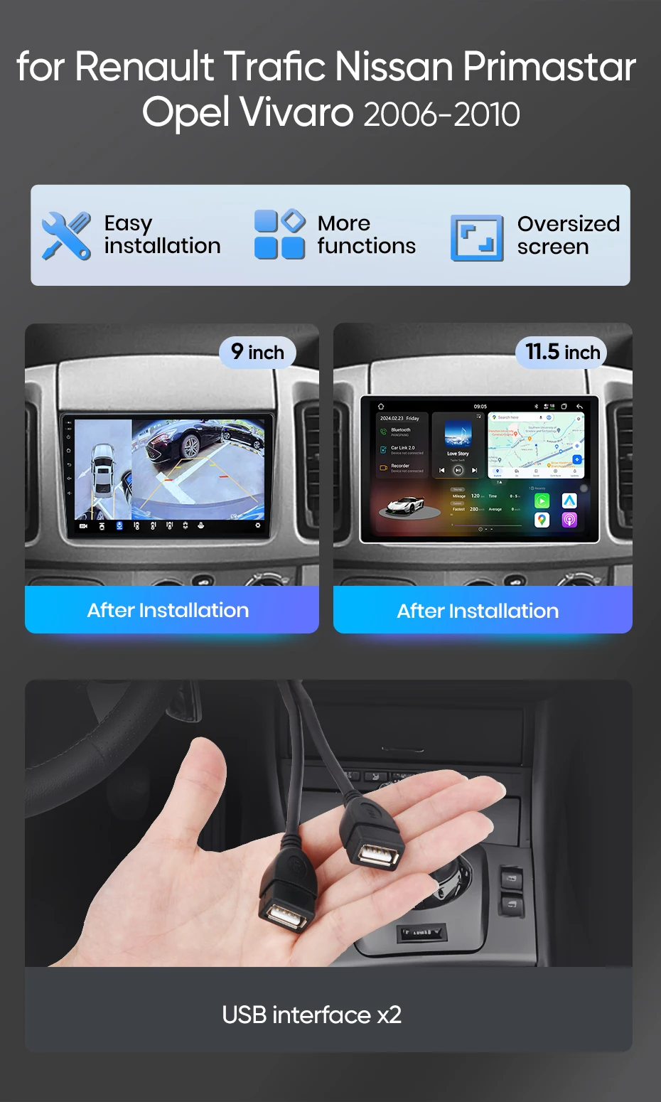 Junsun 10" Android 15 Autoradio für Mercedes Benz Vito 3 W447 2014-2020, kabellos für Apple CarPlay, Auto-IPS-Bildschirm, Stereo-Multimedia-Videoplayer, Automotive Smart Intelligent Systems, 2-DIN-Autoradio-Haupteinheit, GPS-Navigation, BT, 4G, WIFI, 8-Kern, FM, DSP, RDS, DAB – Detail 4