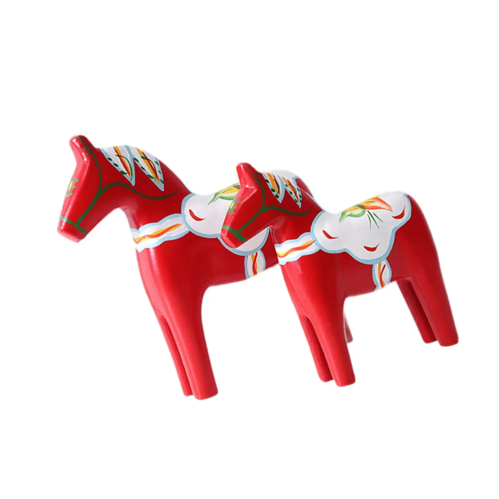 

2Pcs Dala Horse Ornament Red Housewarming Gift Wooden Swedish Dala Horse