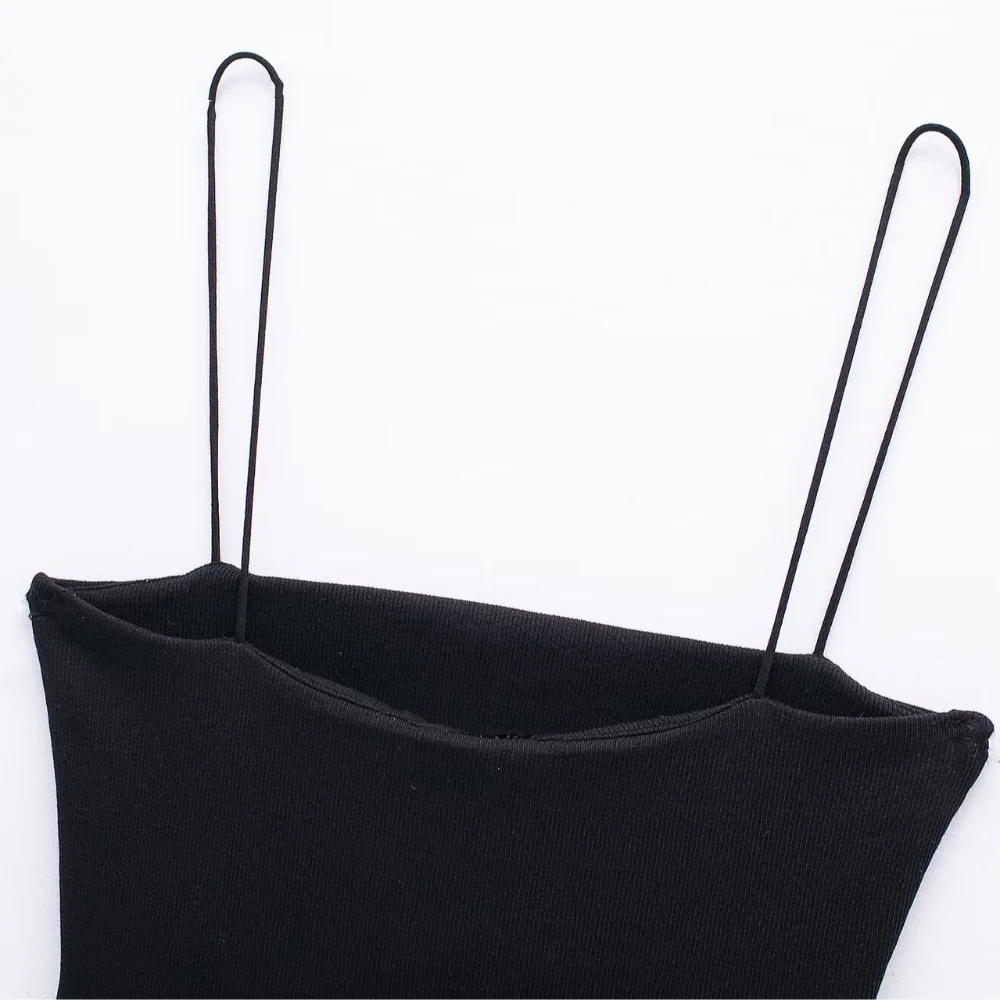 Abito alla moda con spalline sottili, mini abito patchwork a costine, senza maniche, abito da ballo, abiti estivi