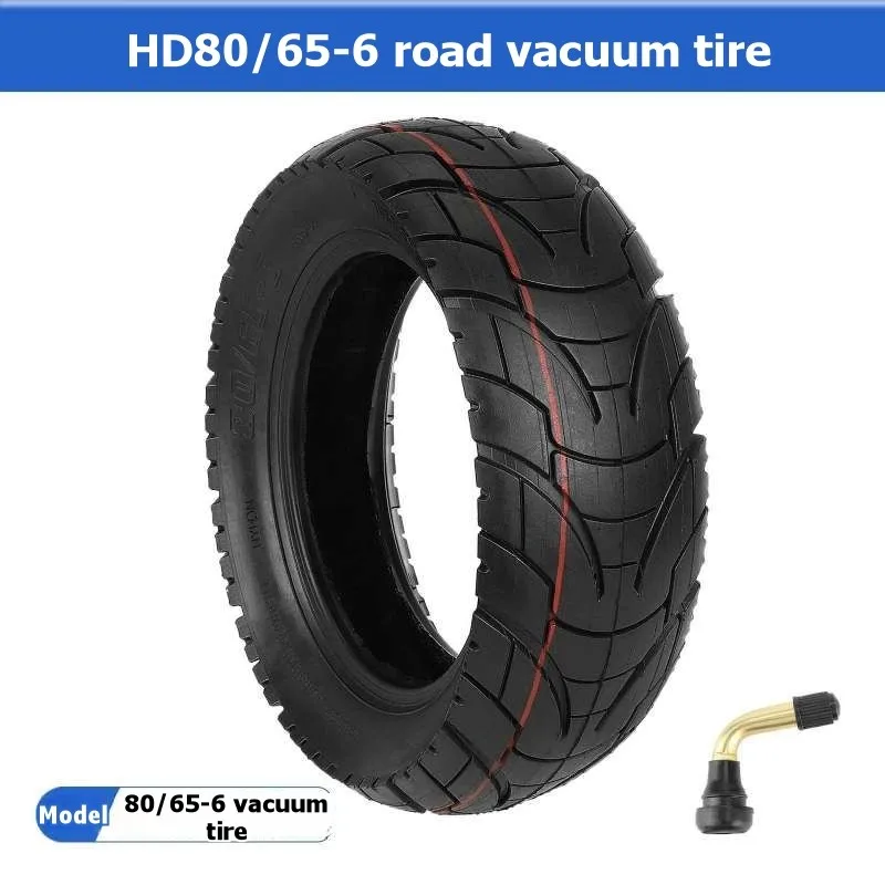 Road Vacuum Tire 80/65-6 With Valve-Inflatable 10 Inch For KUGOO Electric Scooter