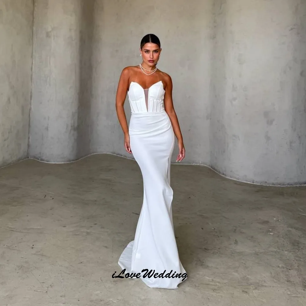 Elegant Strapless White Prom Dresses 2025 Mermaid Elegant Wedding Party Dress For Women V-Neck Sexy Formal Gowns Gala Customized