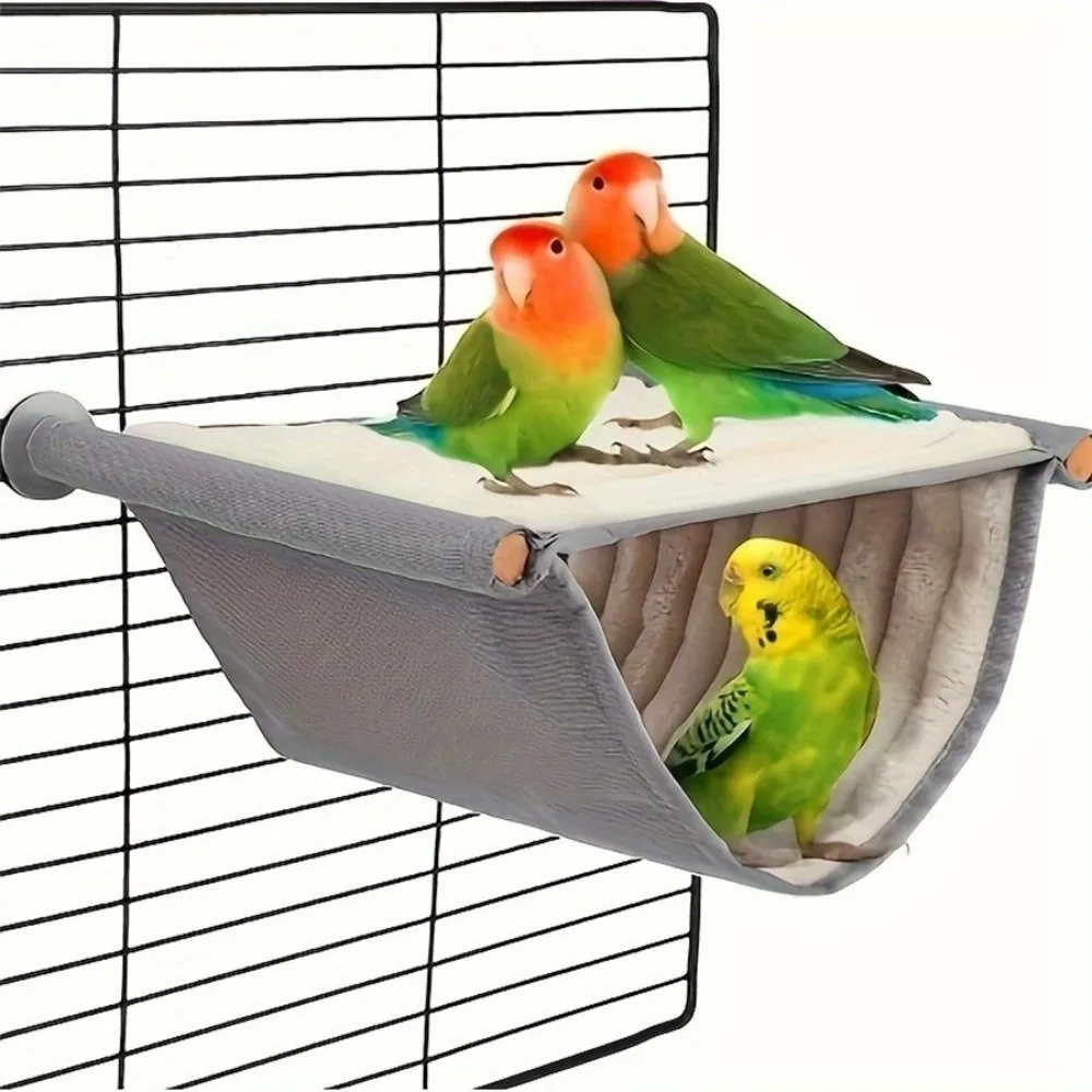 Nueva hamaca colgante de lana para pájaros, diseño cálido, jaula para pájaros extraíble, percha, hamaca lavable amarilla y gris para hámster, hábitat para mascotas