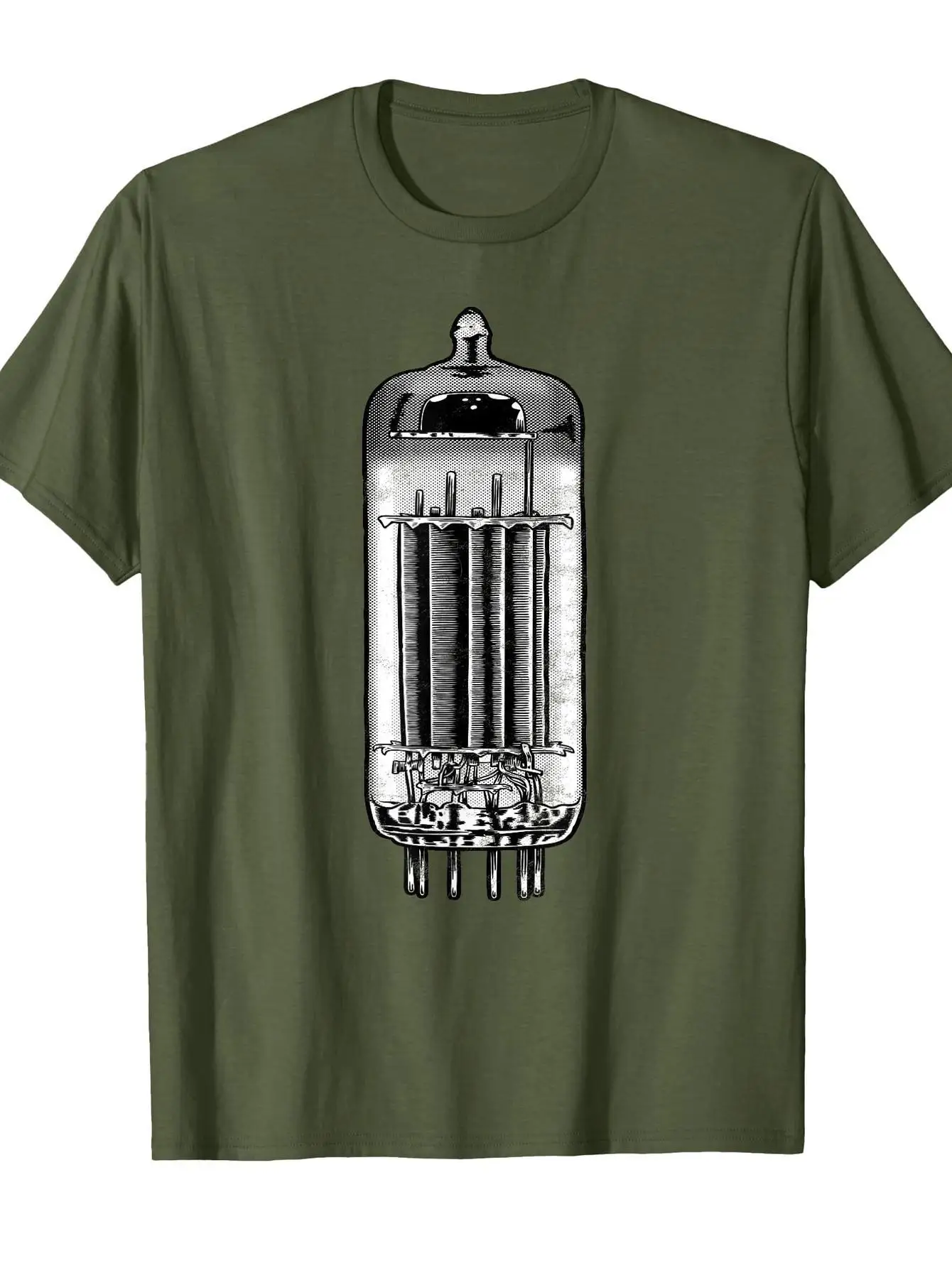 Vintage Vacuum Tube Guitar Amp Graphic Music T-Shirt 100% Cotton O-Neck Short Sleeve Summer Casual Mens T-shirt Streetwear