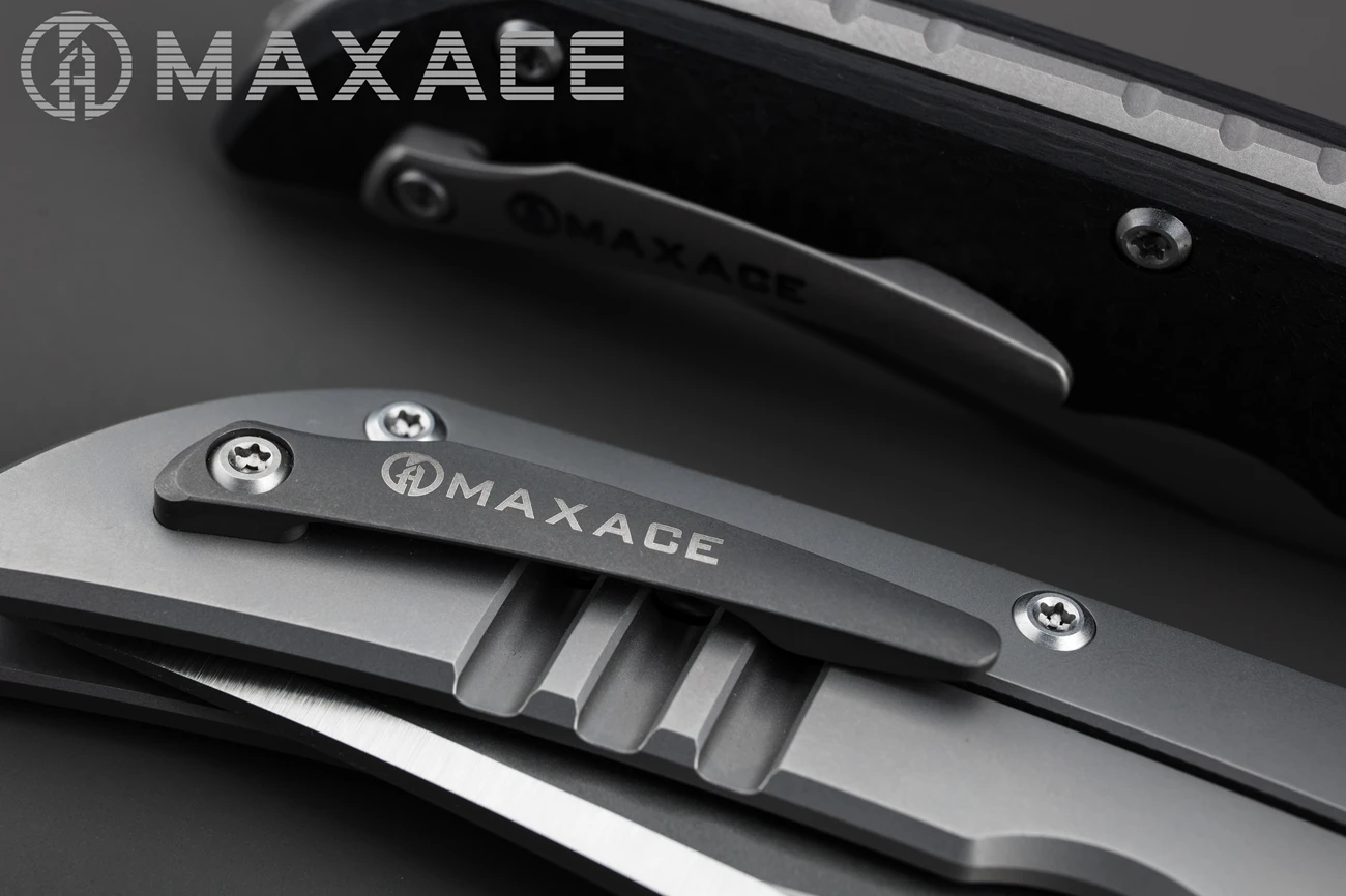 Maxace kingsnake Titanium alloy handle m390 And Carbon fiber handle S90V Outdoor folding knife