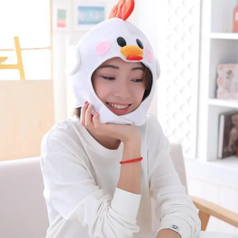 الجدة مضحك الكرتون الدجاج الحيوان أفخم قبعة دمية محشوة غطاء الرأس الكامل قبعة تأثيري حلي مهرجان حفلة صور الدعائم 49MB #2