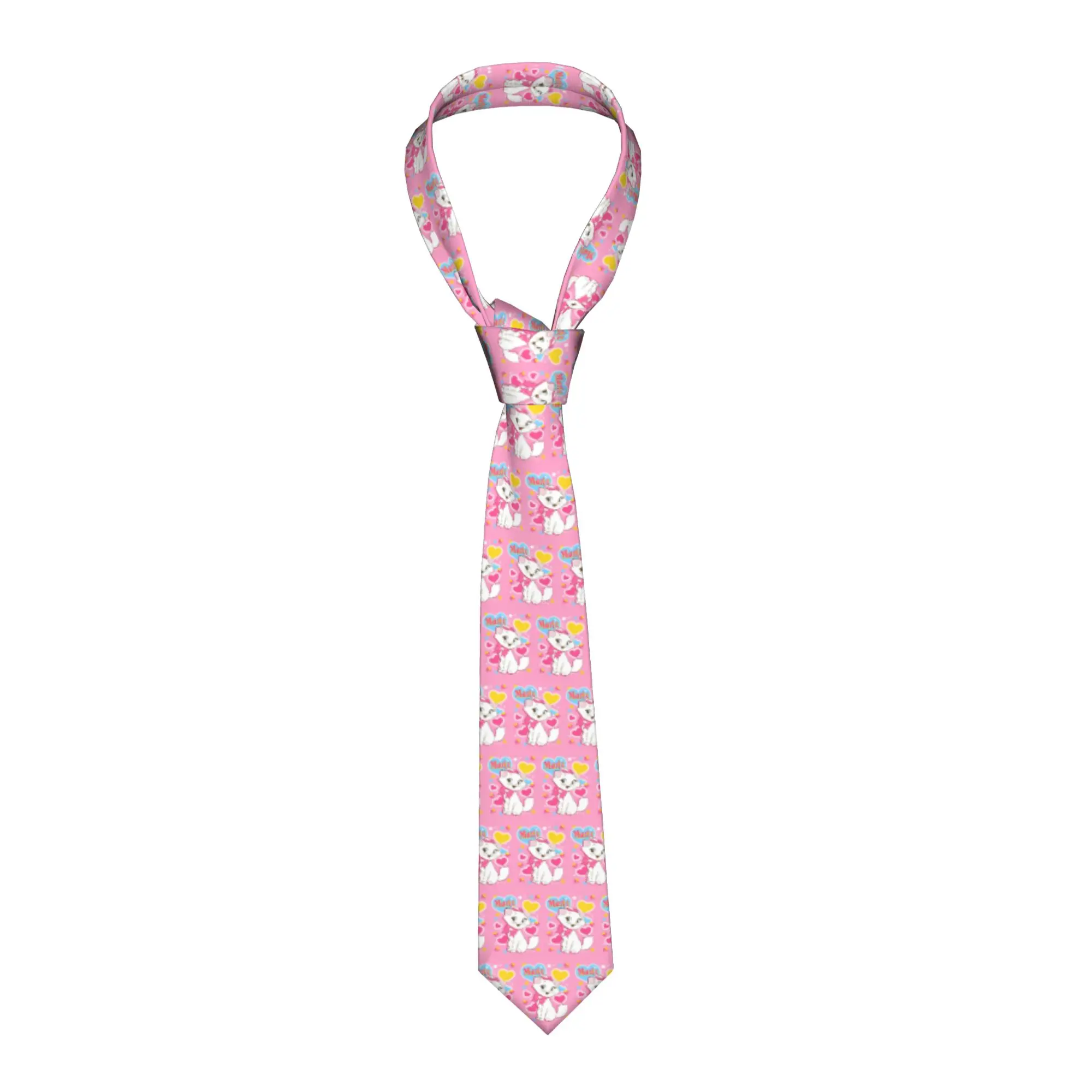 

Формальный галстук с мультяшной кошкой Мари, мужской, персонализированный, шелковый, милый, в стиле аниме, для офиса