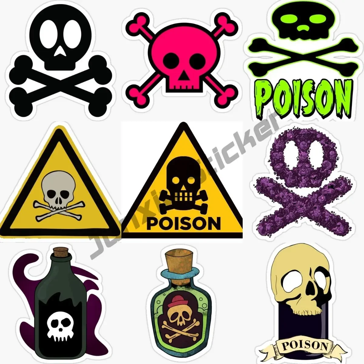 

Warning Car Sticker Skull Poison Danger Vinyl Car Styling Laptop Accessories Waterproof Decoration Car Gadget