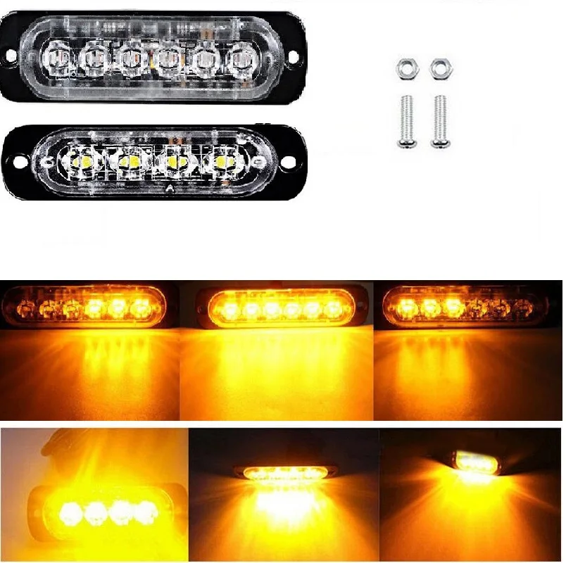 

6LED 4LED Car Warning Light 12V - 24V License Plate Light Flashing Grille Light Car Truck Trailer Beacon Lamp