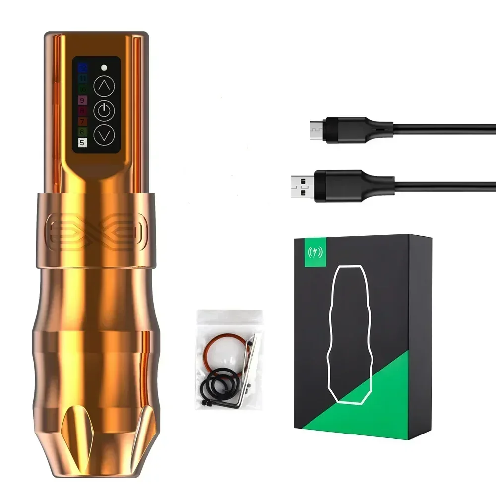 Golden Battery Wireless Tattoo Pen 2200mah Lithium Battery Tattoo Machine LED Display Tattoo