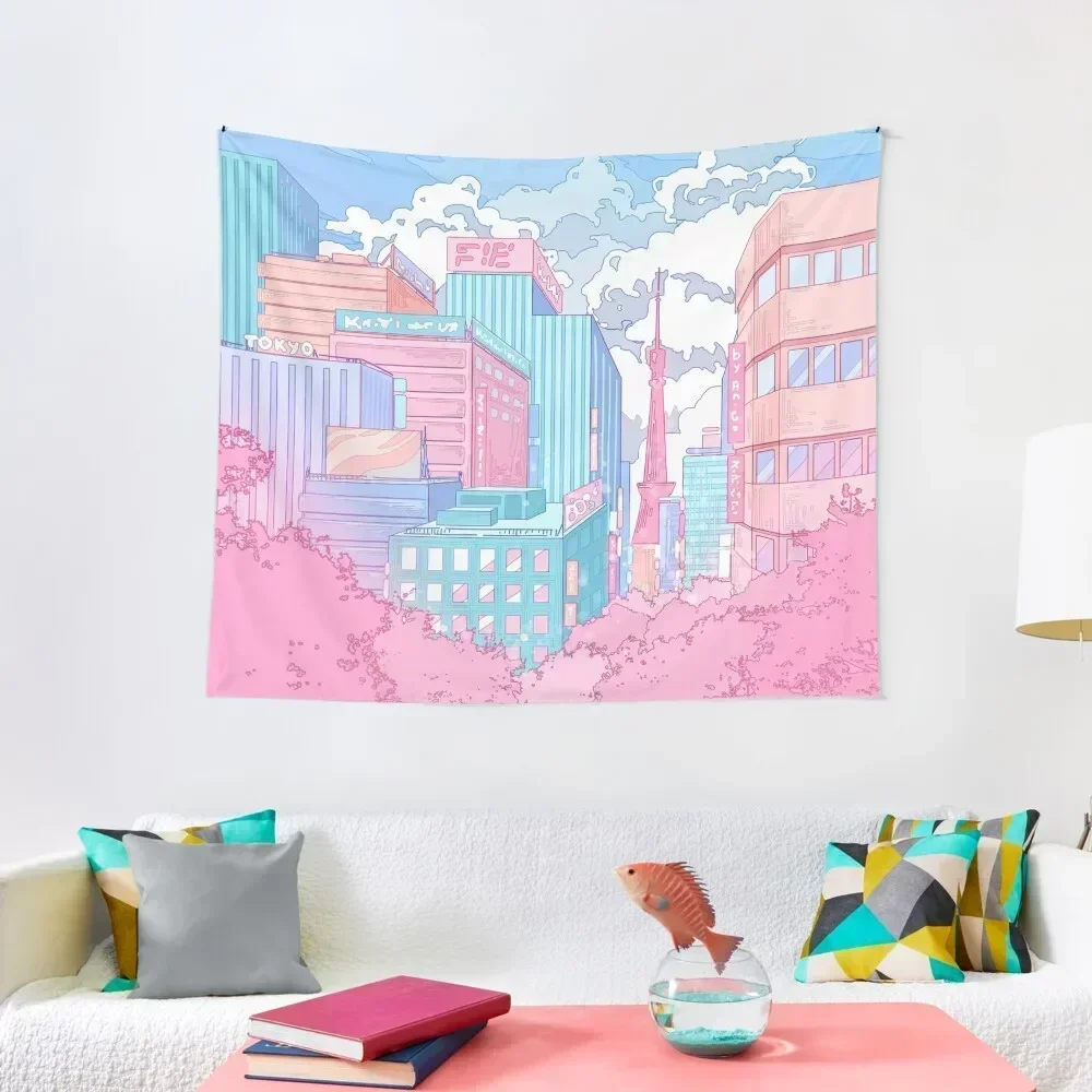 

Thepastel Tokyo cityscape Tapestry Room Ornaments Home And Comfort Decor Aesthetic Room Decoration Bedroom Decoration Tapestry