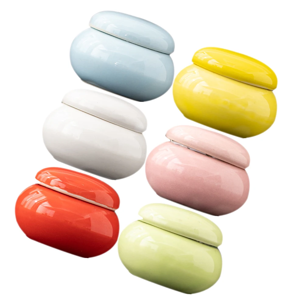 

6Pcs Mini Ceramic Jars Small Travel Containers Refillable Cream Holders Portable Storage Mini Ceramic Jar