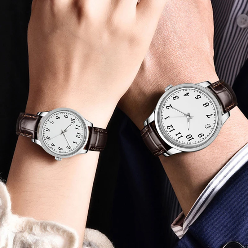 Minimalistische Paar Analoguhren Hochwertige Lederuhr für Liebhaber Lässige Quarzuhr Klassische Retro-Armbanduhr Liebhaber Geschenk