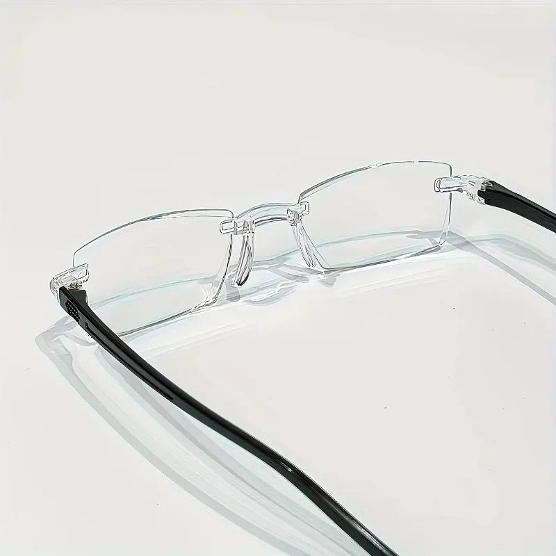 12 Stück rahmenlose Presbyopie-Brillen, ultraleichter quadratischer Rahmen, Herren-Lesebrille, R-Brillengläser, Stärke +100 bis +400 – Detail 3