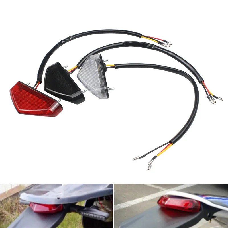 Luz trasera Universal de 12V para motocicleta, lámpara de placa de matrícula, luces de freno, Scooters, ciclomotores, accesorios para moto de cross y Motocross