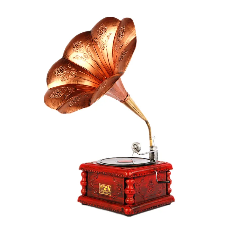 Retro vintage phonograph model ornament vinyl record player home soft decoration photography props living room decoration