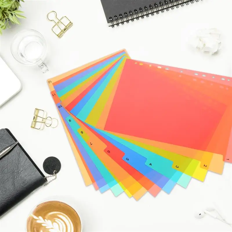 A4/11 Hole Index Page Plastic Binder Divider Colored Loose-Leaf Page Marker Classification Page Binder Divider Notepad Marker