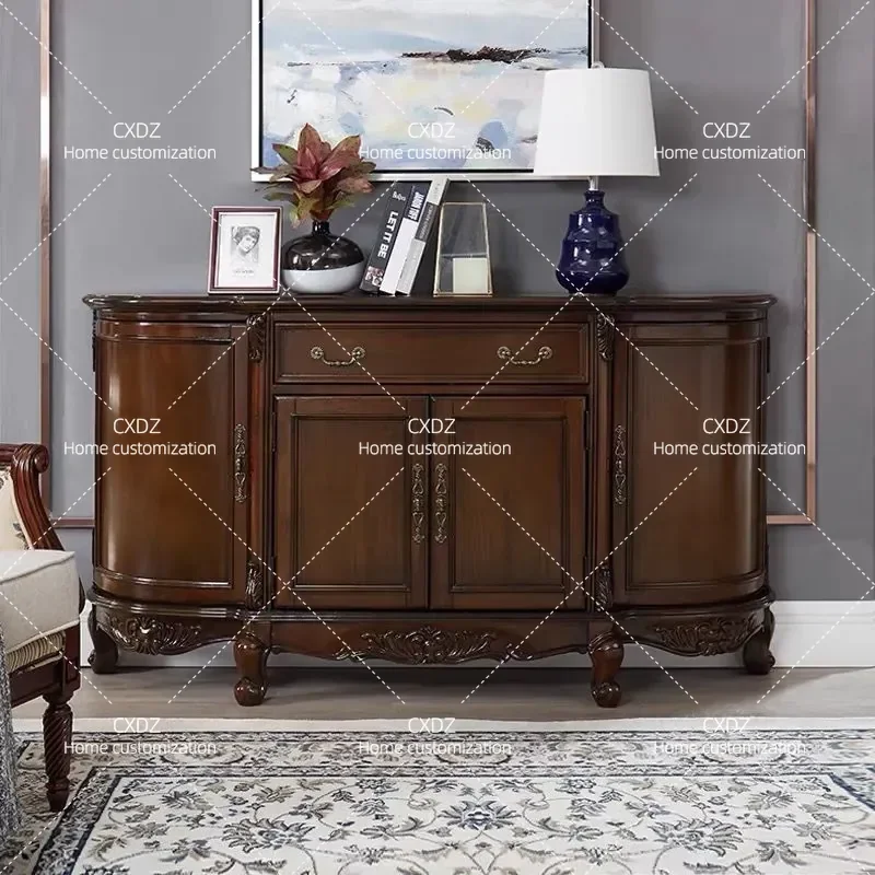 Solid Wood Entrance Cabinet Door Screen Storage Unit Living Room Wall Mounted TV Console Dining Room Sideboard Tea Cabinet