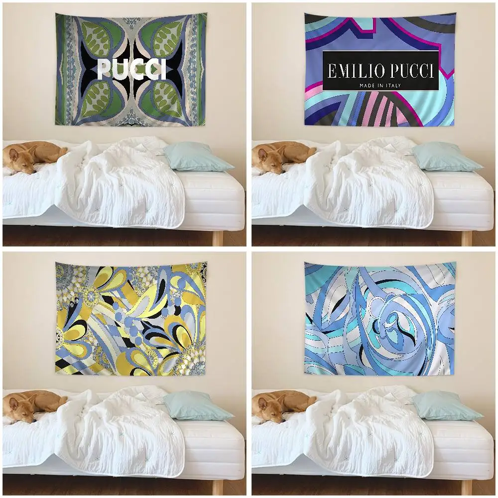 E-Emilios P-PucciS Logo Hippie Wall Hanging Tapestries Bohemian Wall Tapestries Mandala INS Home Decor