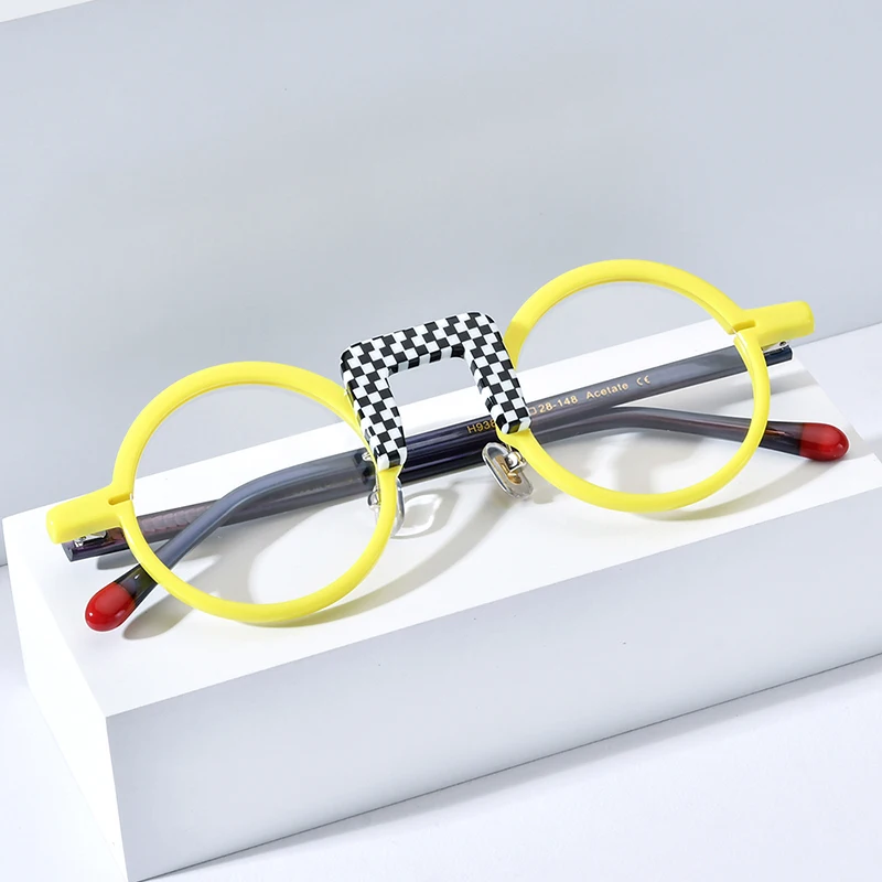 HEPIDEM kacamata Multi asetat wanita merek desainer bingkai kacamata hati bulat kacamata buatan tangan Jepang pria kacamata tipis 9382